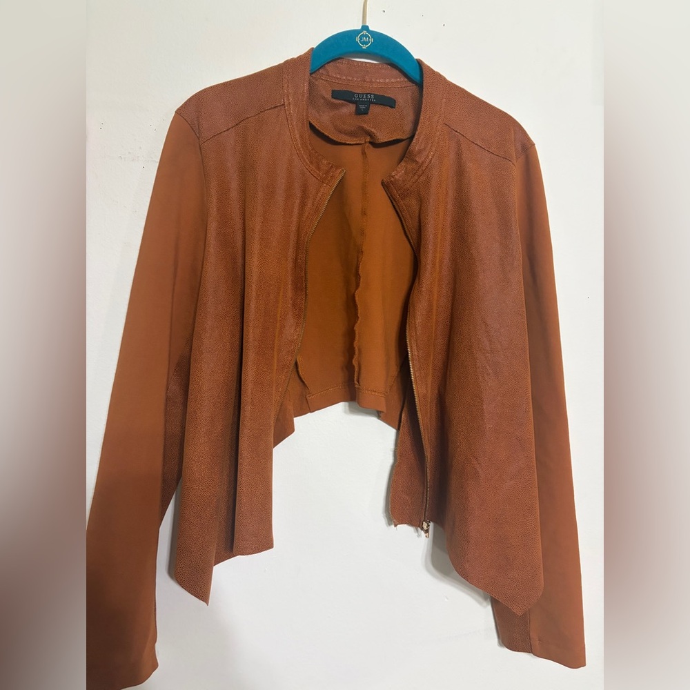 Guess Women's Rust Leather-Effect Jacket - Picture 2 of 11